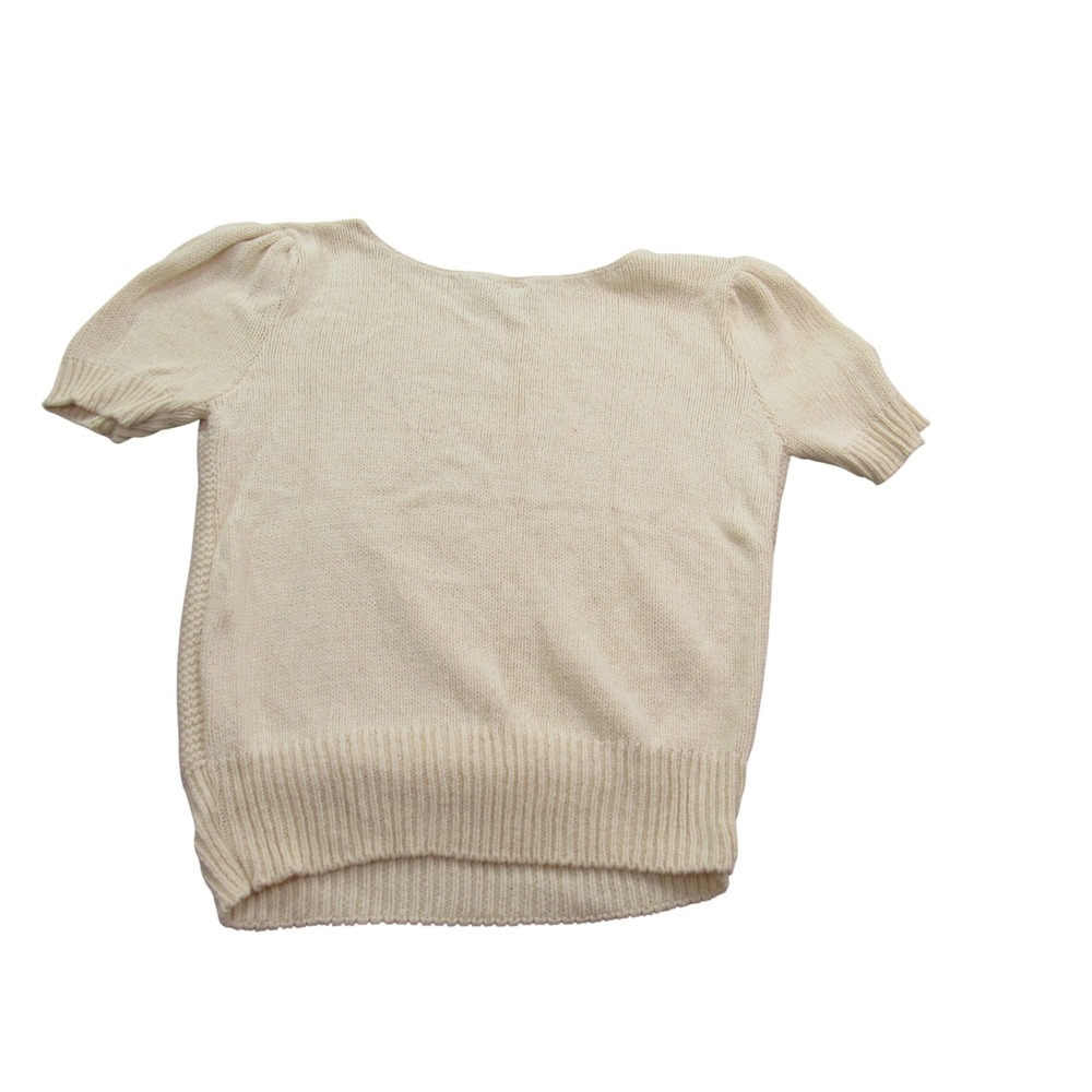 David Brett Womens Cream Knit Top Short Sleeve Casual Sweater Large‎